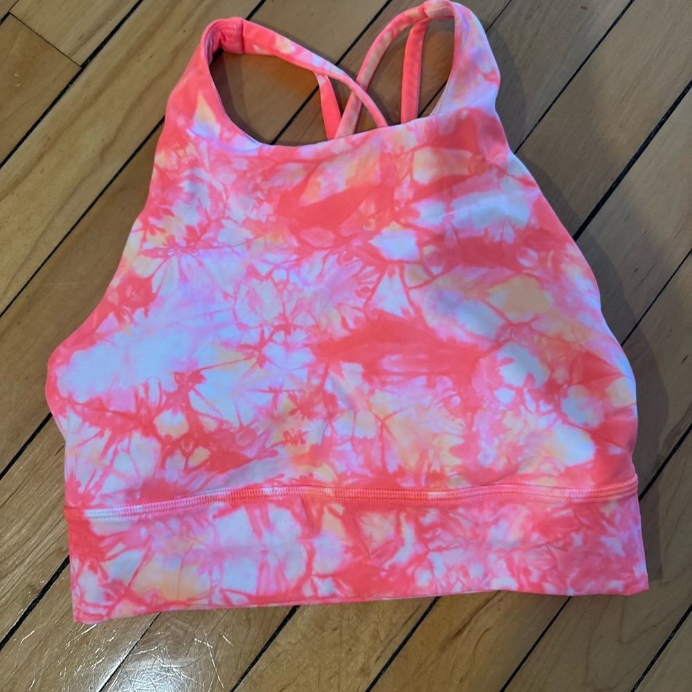 Lululemon Grapefruit Shibori High Neck Long Line Energy Bra size 6